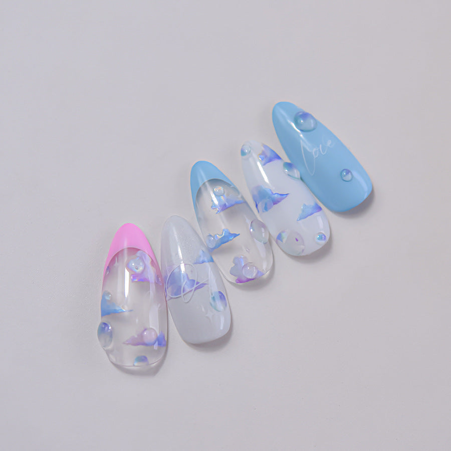 Iridescent Cloud Nail Stickers Aurora Chrome Nail Decals, Kawaii Sky Nail Art, Cute Jelly Bubble Nails, Dreamy Aesthetic Nail Design