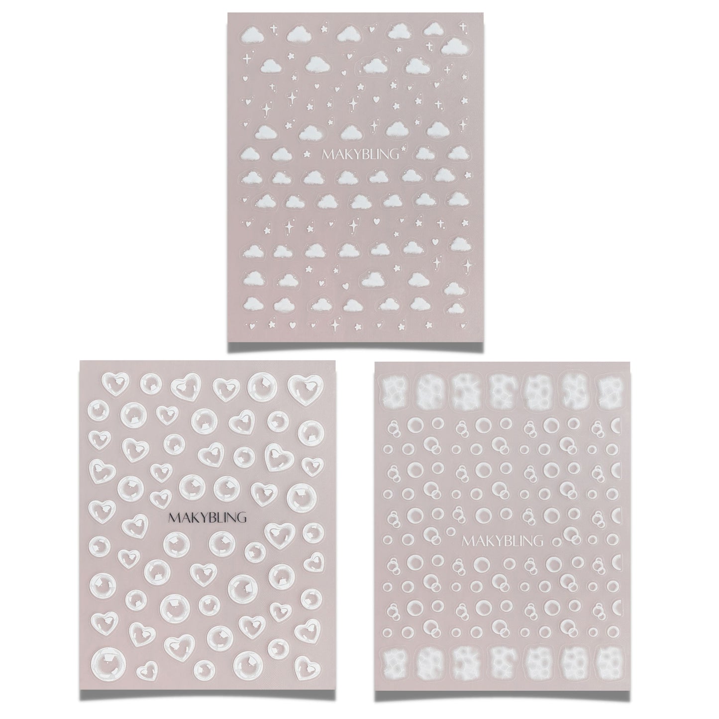 White Cloud Bubble Nail Stickers Kit