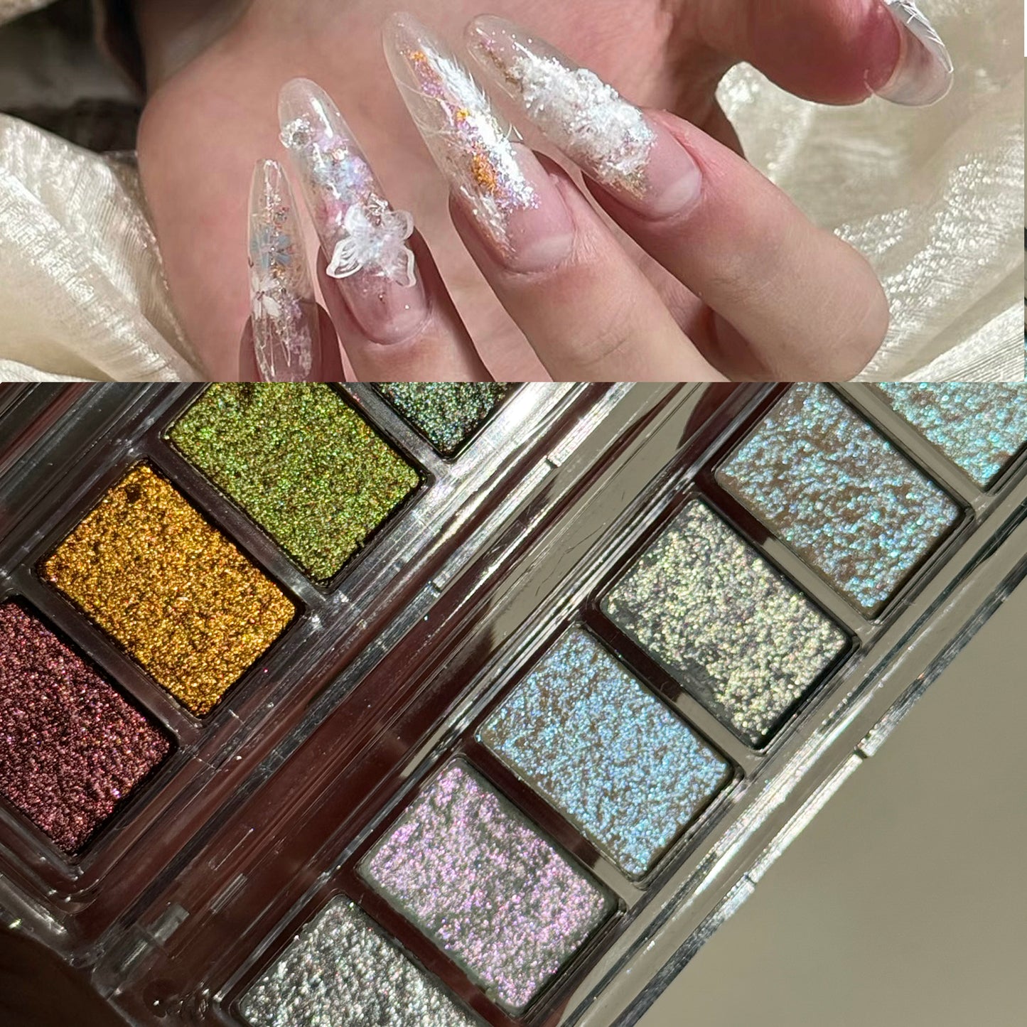 Bling Nail Art Clay Glitter Semi Solid Sparkle Opal Chrome for Nail Decals Starry Metallic Glittery Pigment Paint Glitter Pearl Pigments