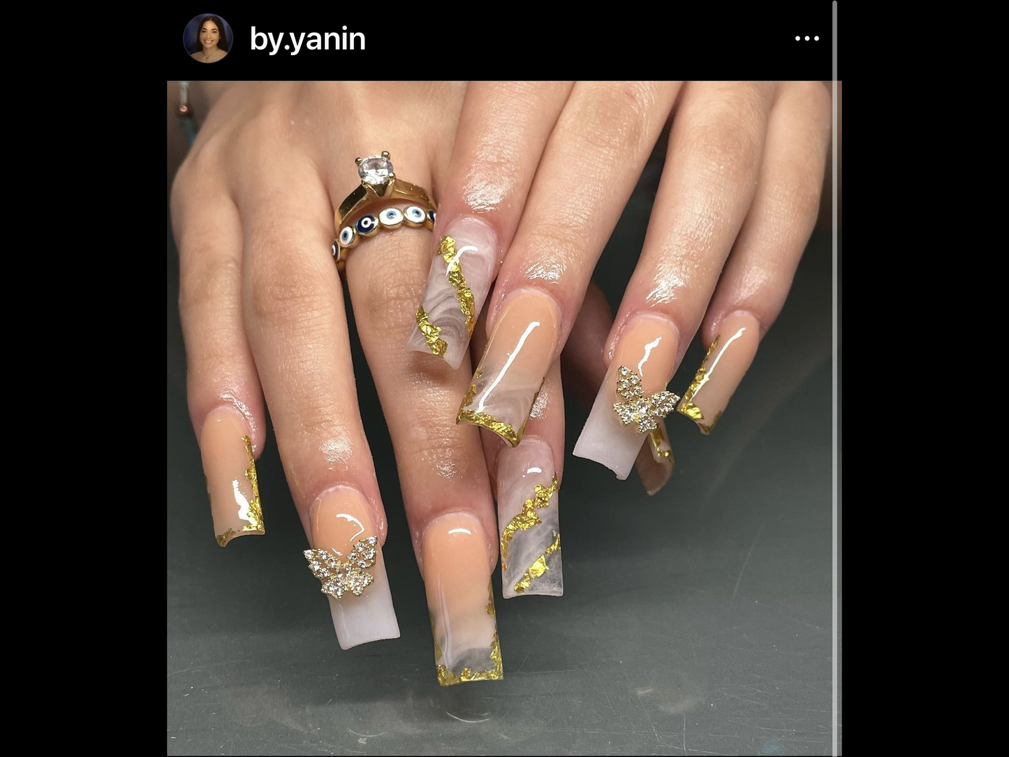 18k Gold Butterfly 3D Zircon Nail Ornament Decal