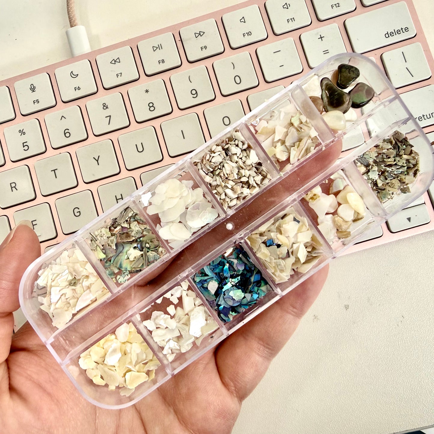 12 grids Mixed Galaxy Pearls & Shells /artificial Mermaid pearly lustre Various decorations
