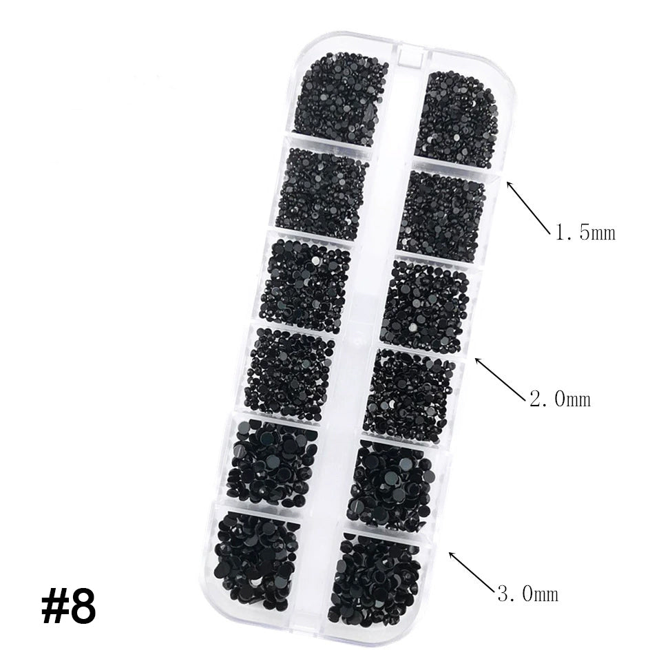 12 grids Rhinestones for Nails Art Decorations Flat back