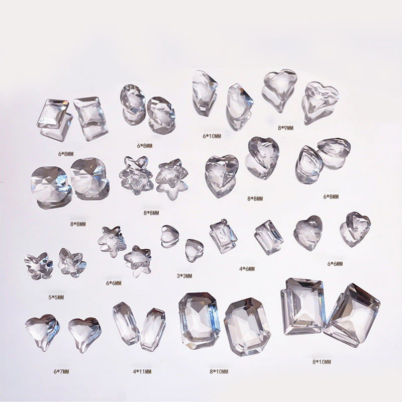 34 pcs Mixed Shapes Icy Clear Crystals/ Ice Berg Nail Jewelry Rhinestones set Deals