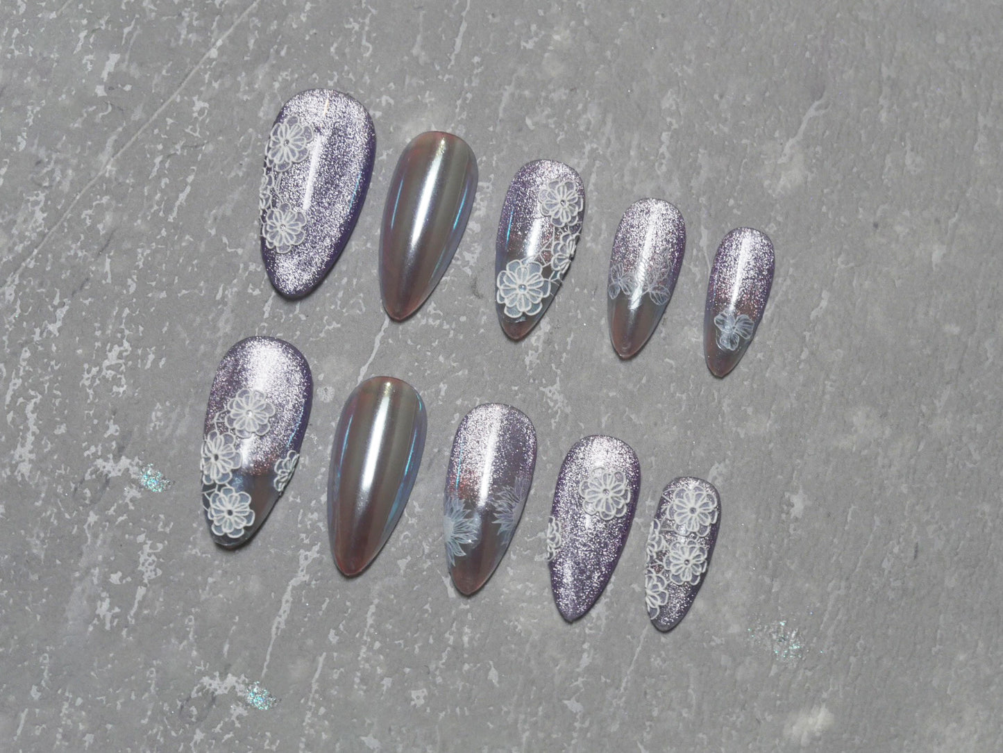 Bridal Wedding White Floral Lace 3D Embossed Nail Stickers