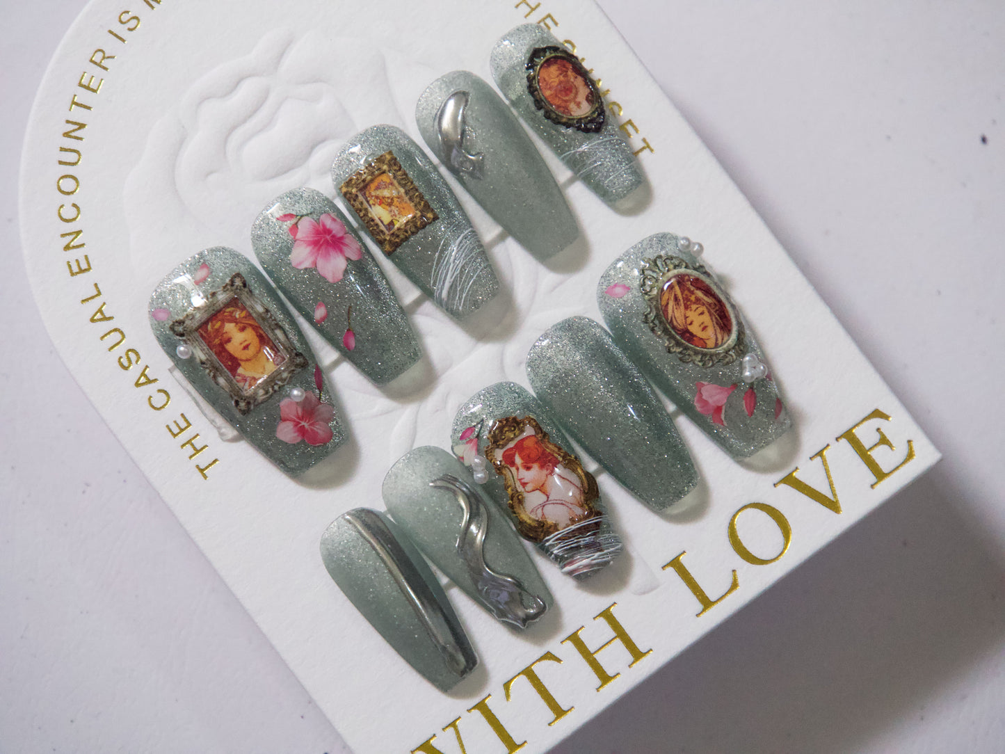 Mucha & Cherub Vintage Renaissance Sticker Nail Art
