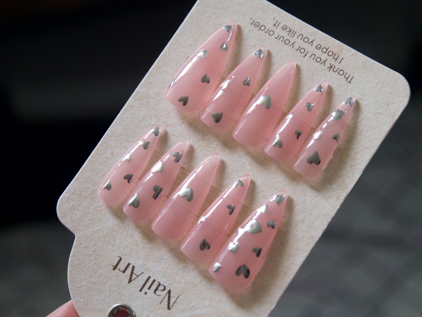 Gilding Metallic Finish Heart Nail Sticker