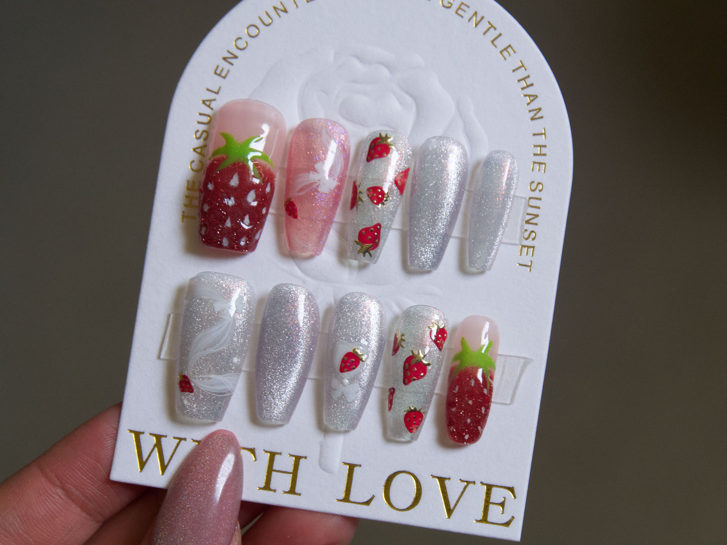 Strawberry & Bow Tie Nail sticker