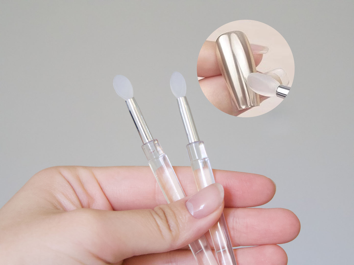 Silicone Applicator Sticks Reusable Chrome Glitter Applying Manicure Tool Silica Brush For Ombre Blush Stamper