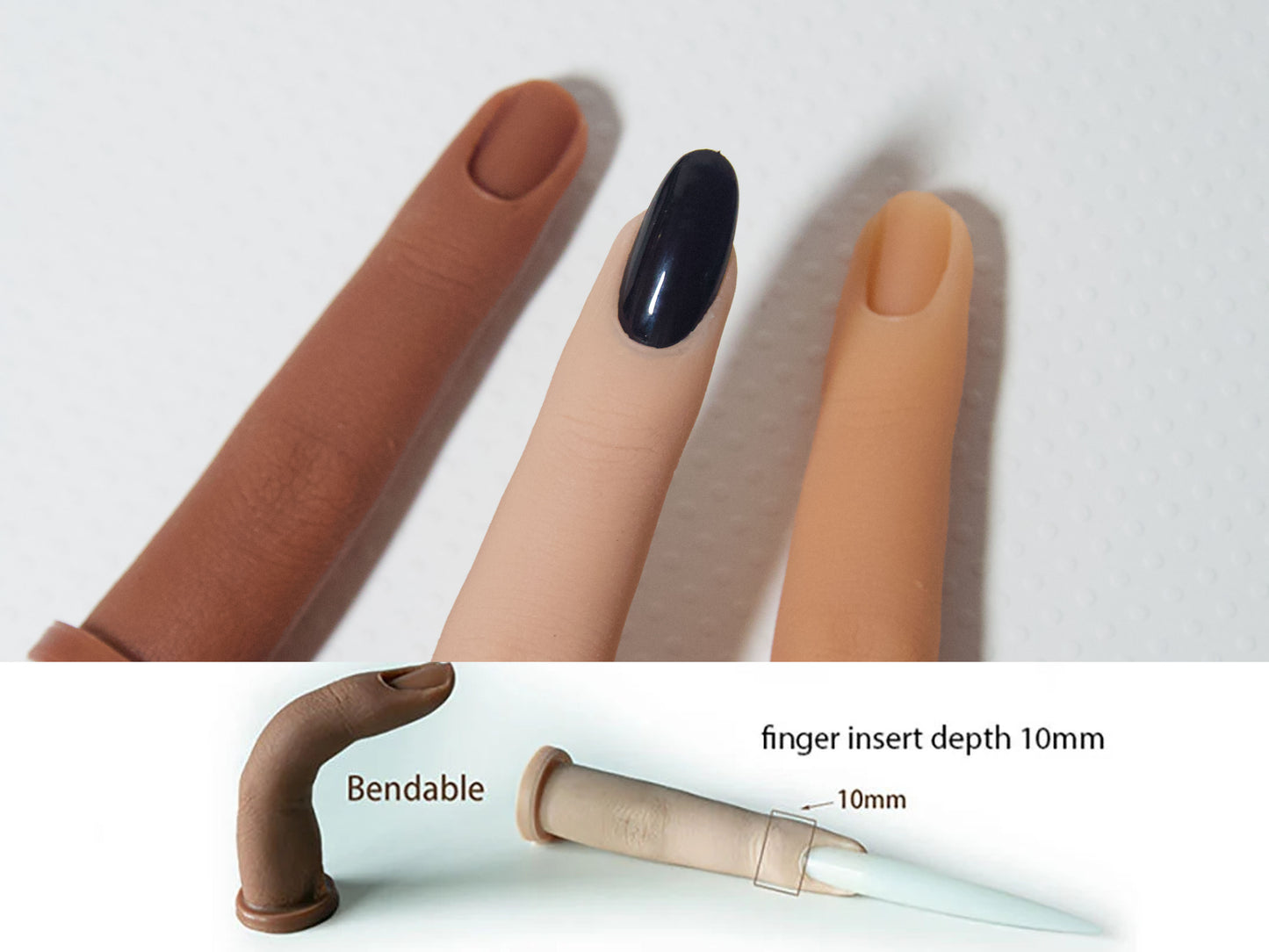 1pc Silicone Nail Practice Hand Model With Joints Bendable Silica Fake Finger Training Manicure Supply Press on Nails