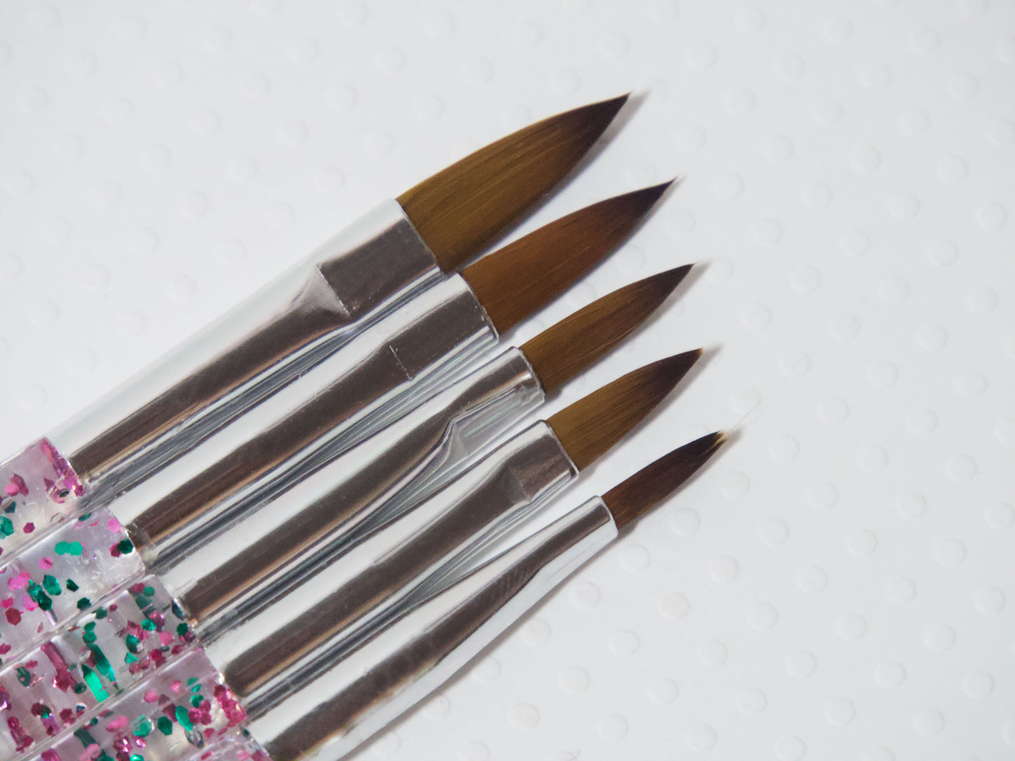5 pcs Acrylic nail brushes/ Crimped 3D Nail art mink fur nail pen for acrylic design builder