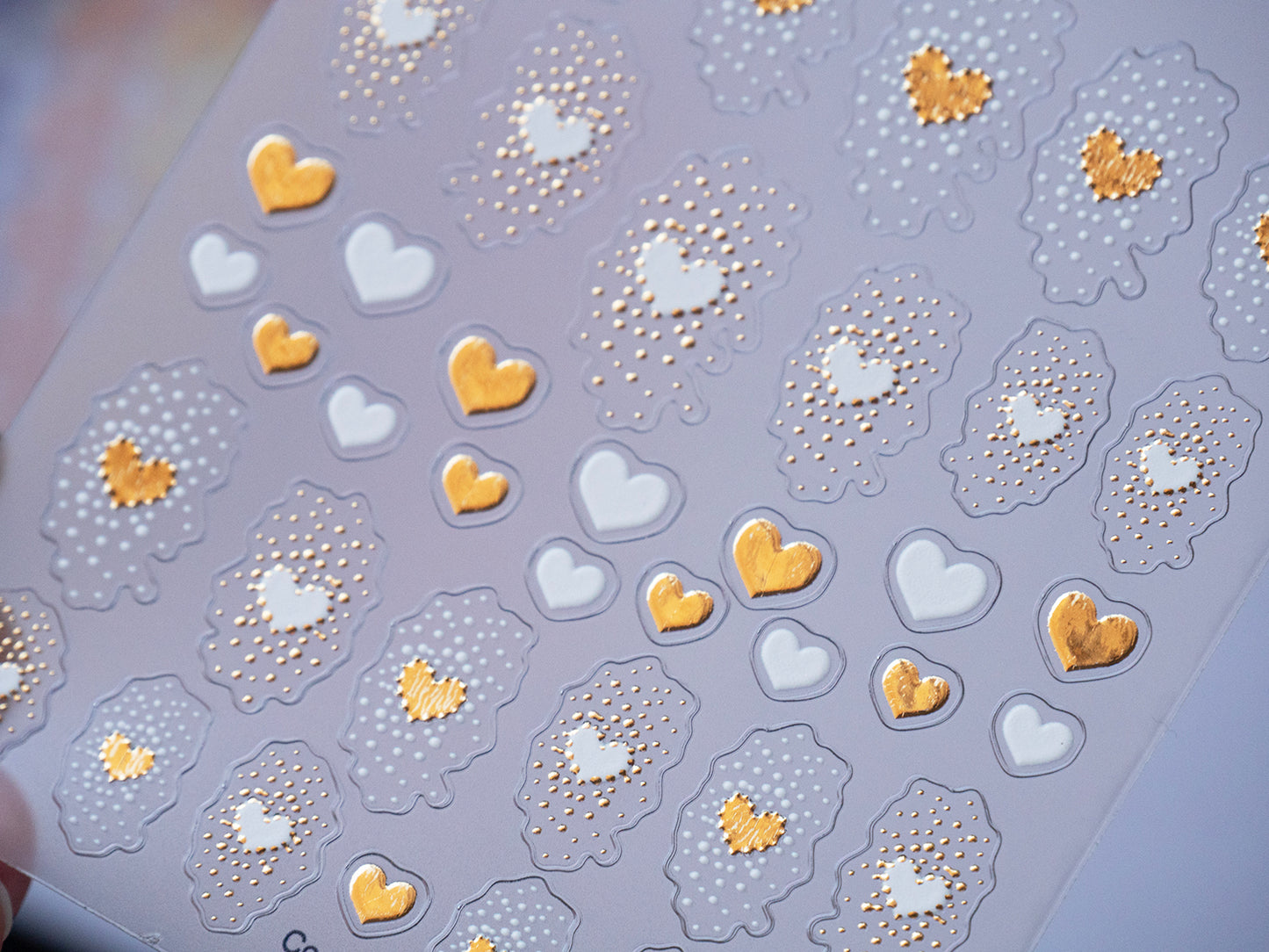 Heart Nail Stickers Set, Colorful Love Nail Decals, Gold White Heart Nail Art, Cute Valentines Nail Stickers, DIY Manicure Decor