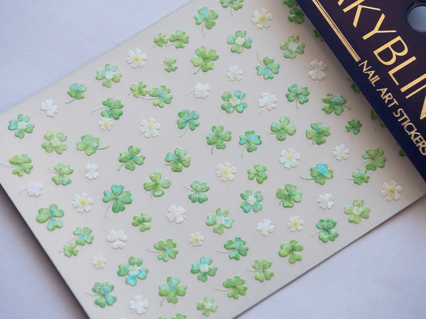 Clover Nail Stickers Green Floral Nail Decals, Lucky Shamrock Nail Art, Spring Summer Nails, Cute Minimal Nail Design, DIY Manicure