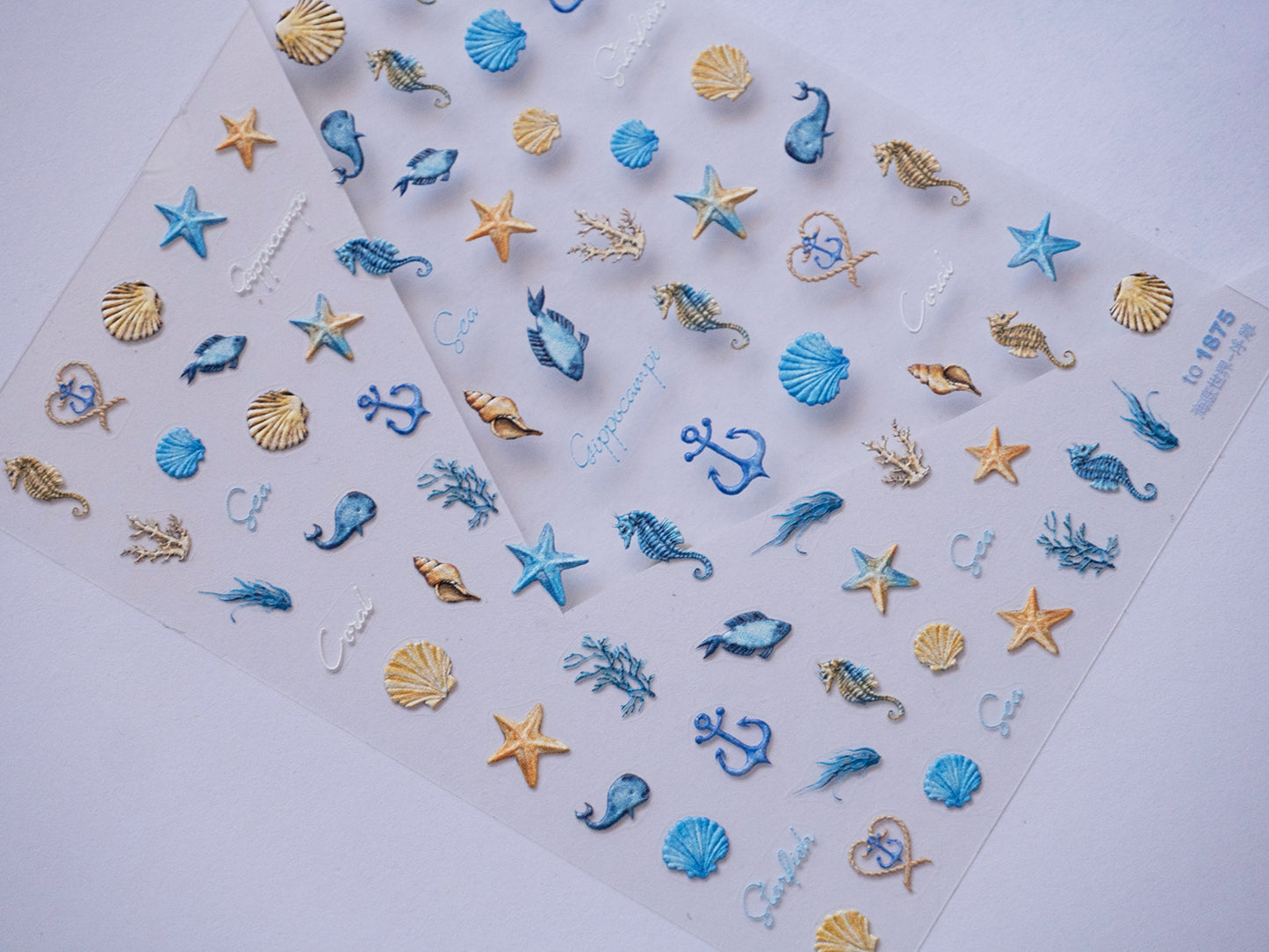 Summer Beach Nail Stickers, Ocean Sea Shell Starfish Nail Decals, Seahorse Marine Nail Art Stickers, Cute Vacation Nail Designs