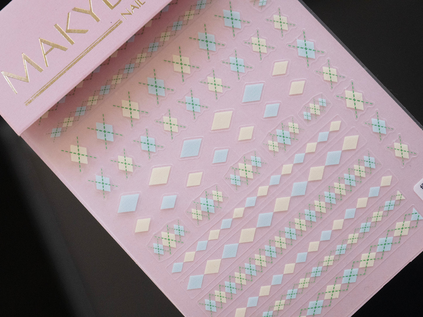 Pink Argyle Nail Stickers, Preppy Plaid Nail Decals, Korean Nail Art Stickers, Y2K Kawaii Nail Wraps, Harajuku DIY Manicure