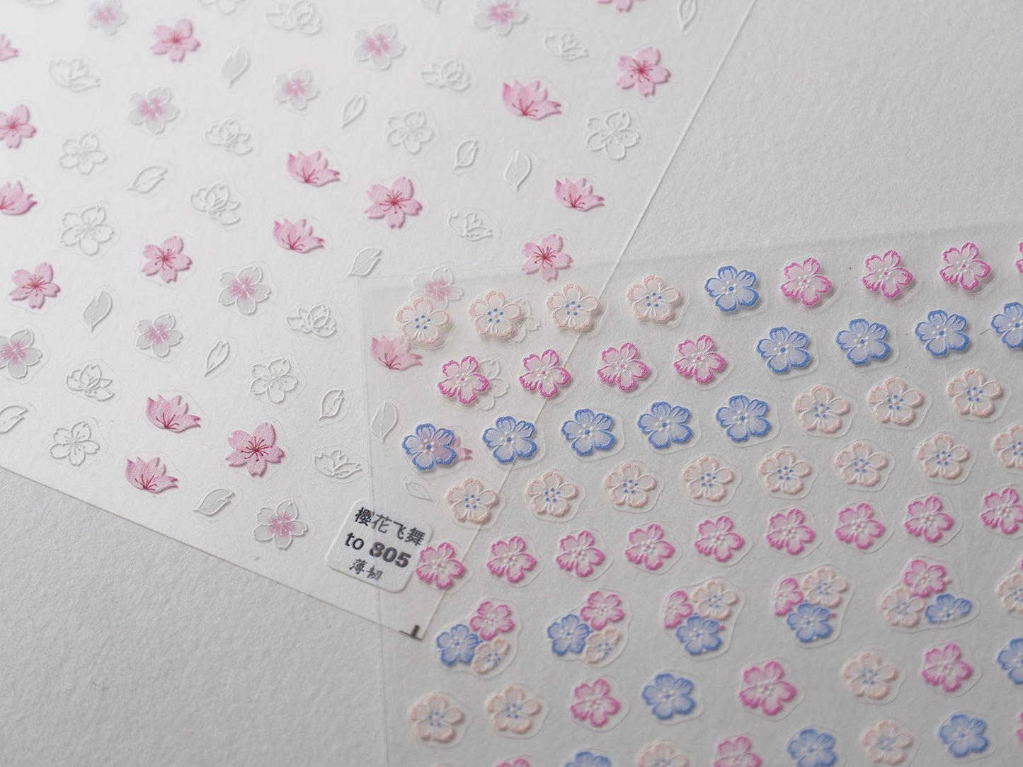 Pink Cherry Blossom Nail Stickers, Sakura Nail Decals, Japanese Floral Nail Art