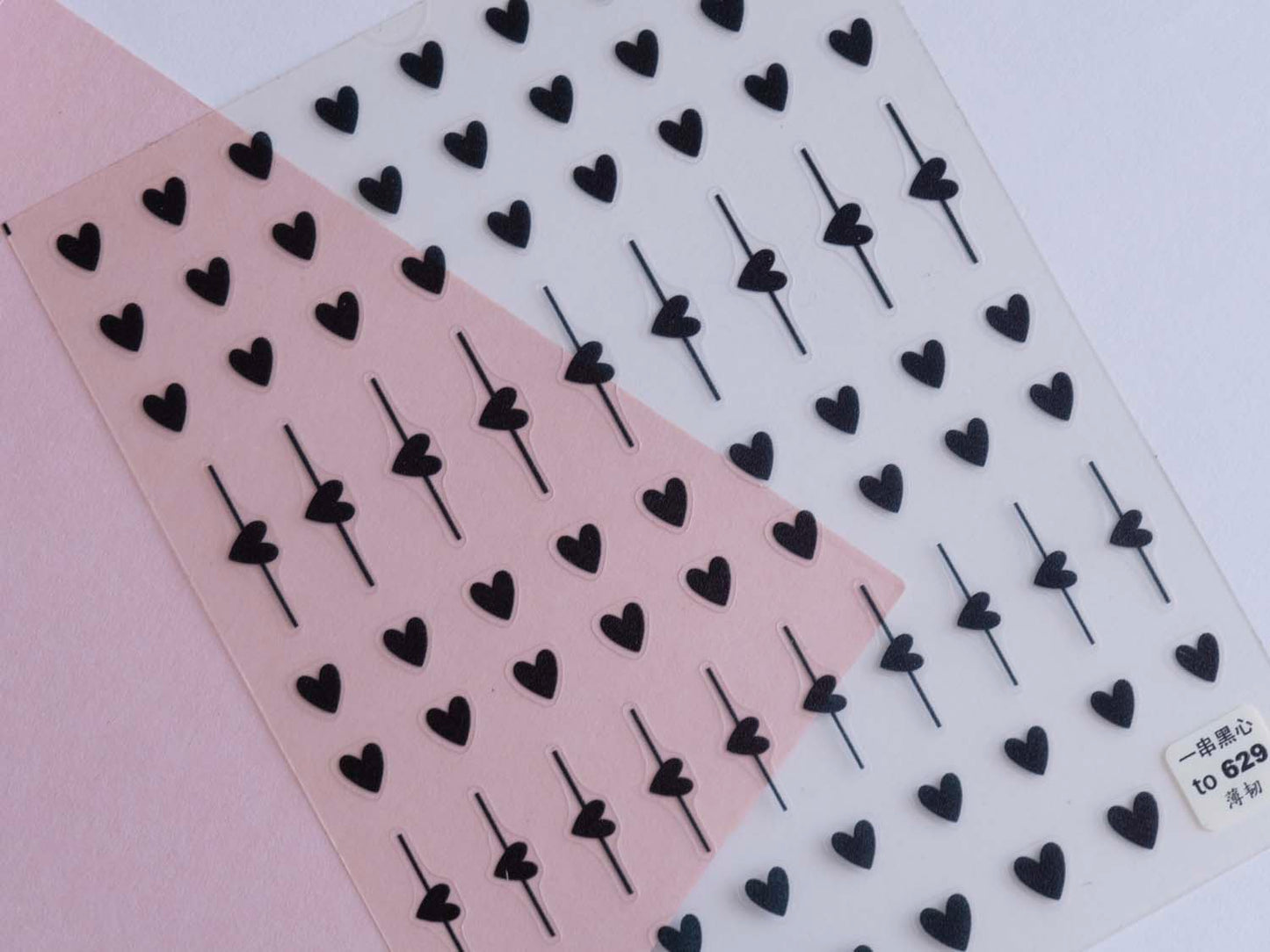 Red and Black Heart Nail Stickers, Love Valentine Nail Art