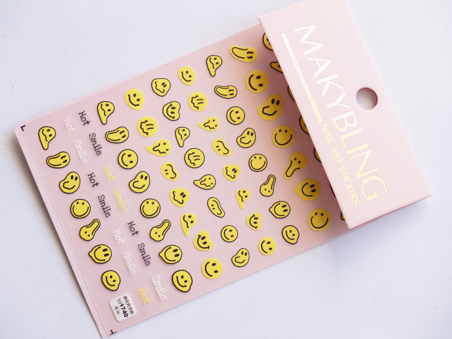 Melted Smile Happy Face Nail sticker