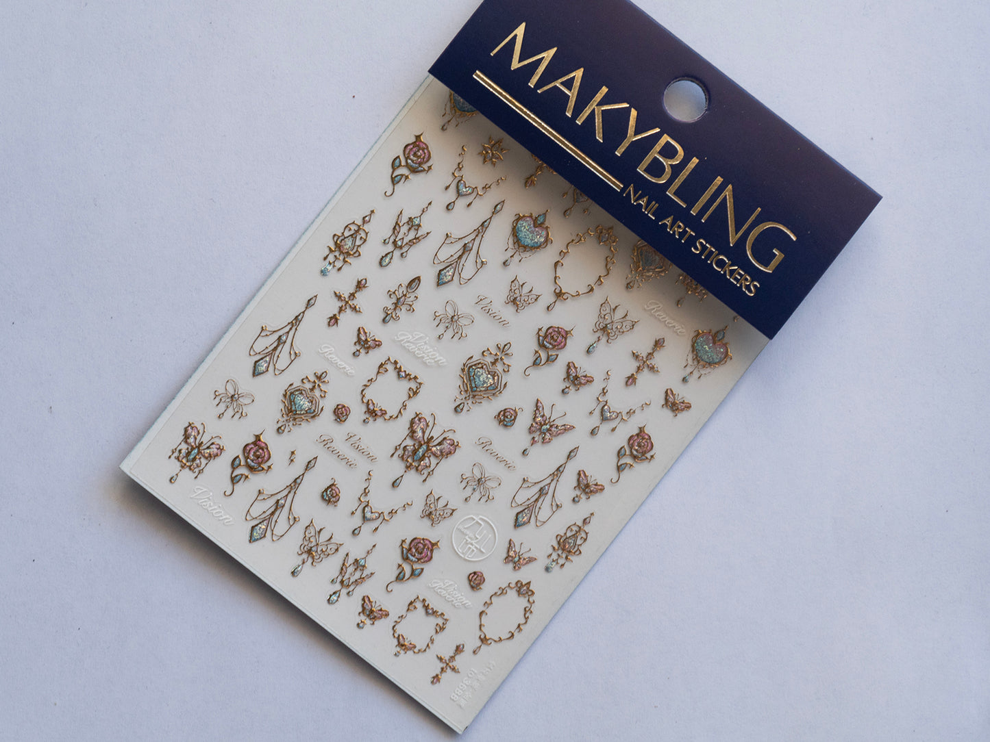 Gilded Butterfly Chandelier Dangle Nail Stickers: 3D Embossed Decals