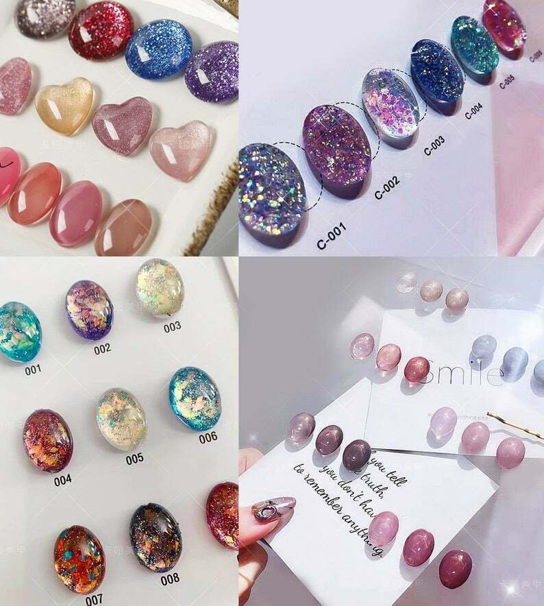 48 pcs Nail color display card/ Oval Tear Heart False Nails Acrylic Nail Art Tips Display palette Swatch Nail Polish Showing
