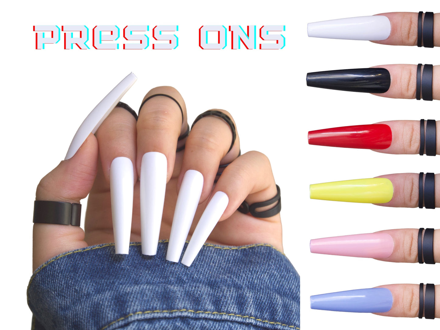 120pcs Full Cover Extra Long Coffin False Fake Nails Tips Manicure nail/ Solid Bright color Press ons Nail supply