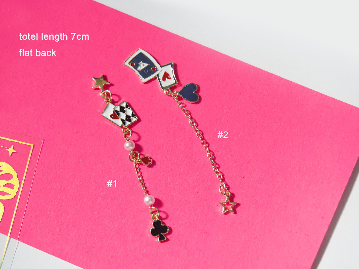 Alice's Adventures in Wonderland Chain Enamel Nail Jewelry Dangle/ Club, Diamond, Heart, Spade Poker Theme Nails/ Fairy Tale Nail Decals
