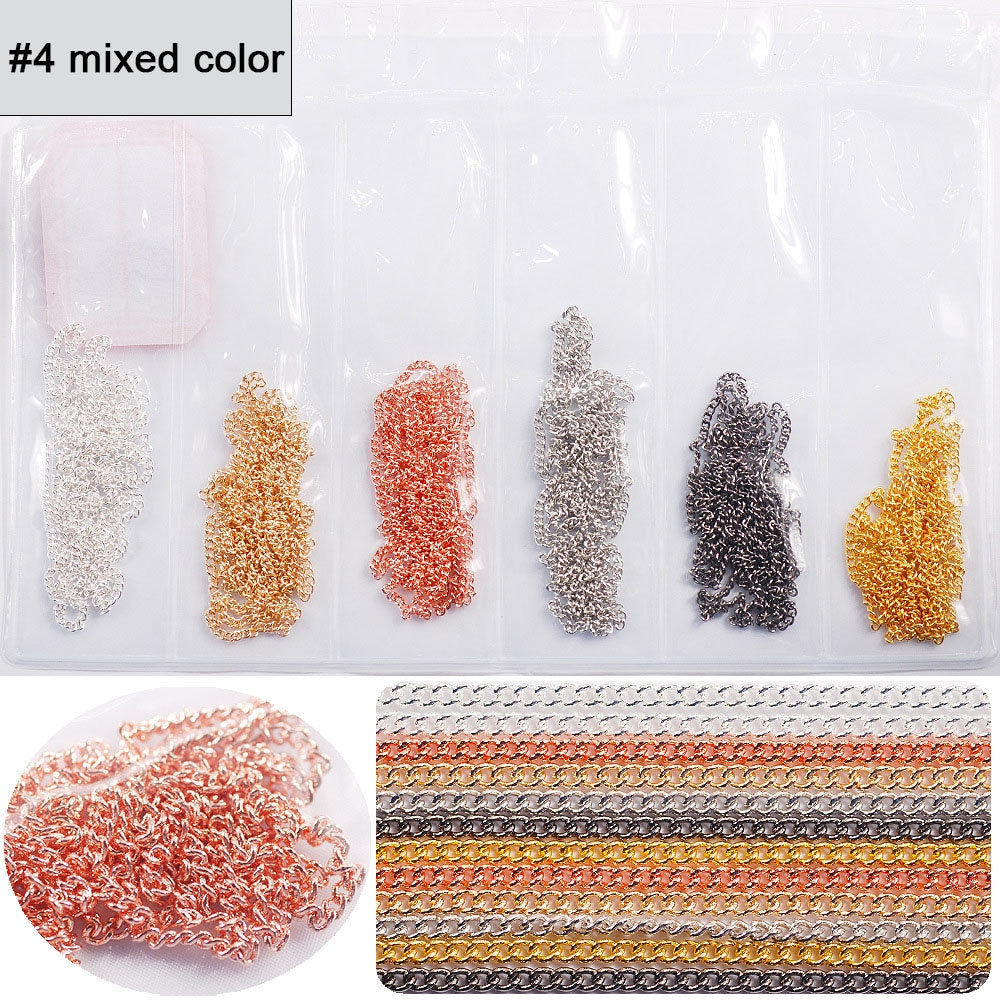 6 stripes Metal Steel Chain Punk Style for 3D nails and Mini crafts supply