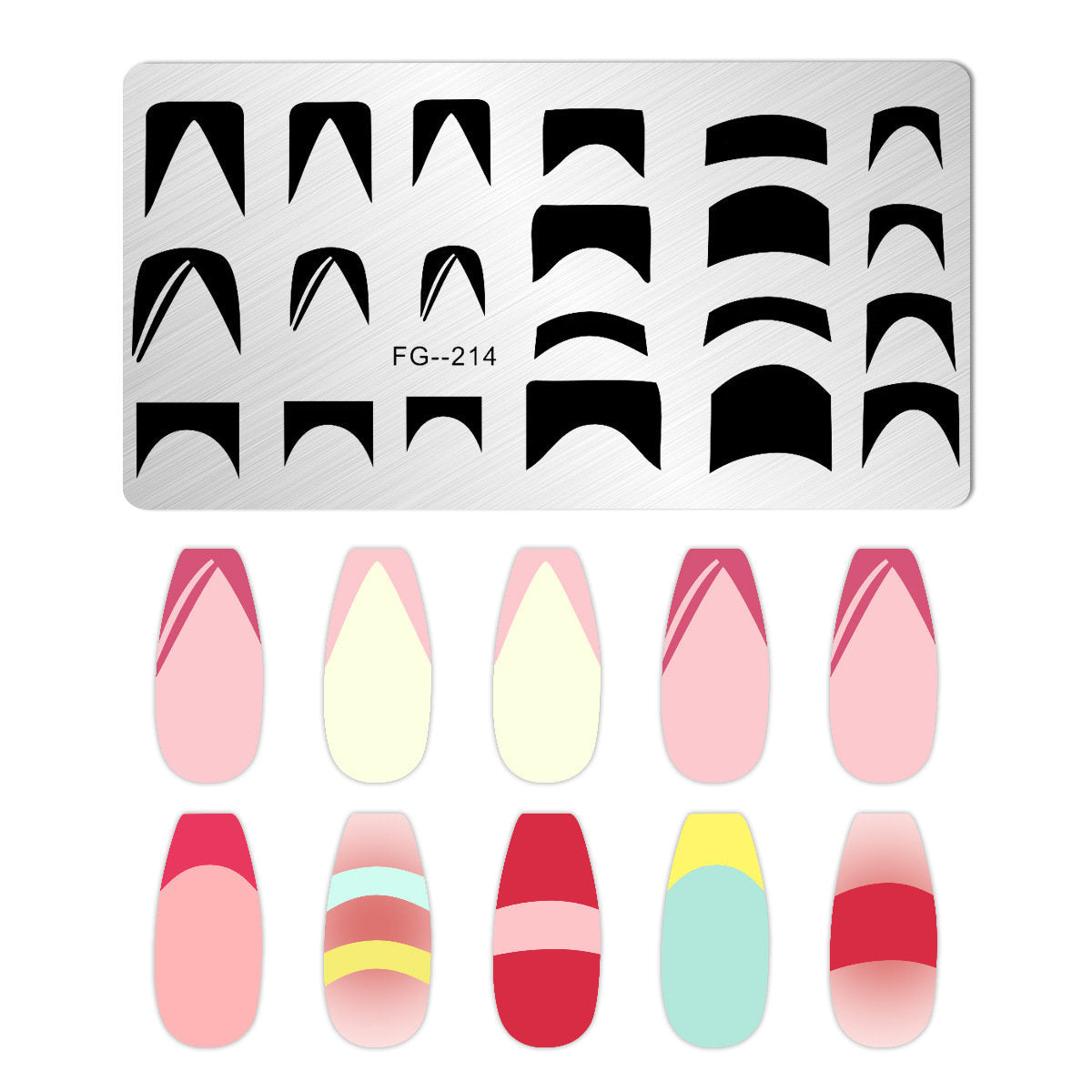 French Line Nail Art Stamping Template Plates/ Moon Star Sign Leopard Print Distorted Patterns Stamp Plate Manicure Nail Designs DIY