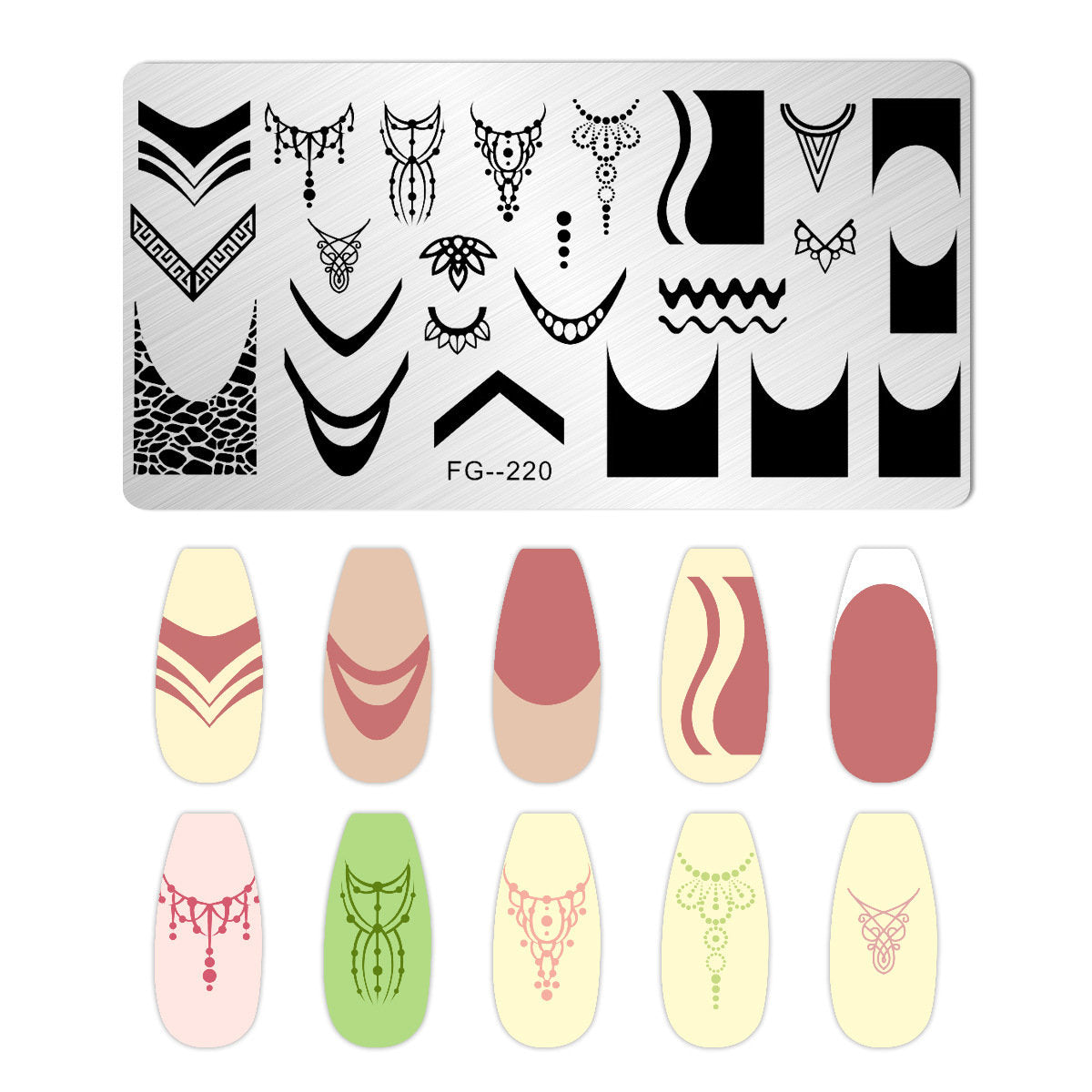 French Line Nail Art Stamping Template Plates/ Moon Star Sign Leopard Print Distorted Patterns Stamp Plate Manicure Nail Designs DIY