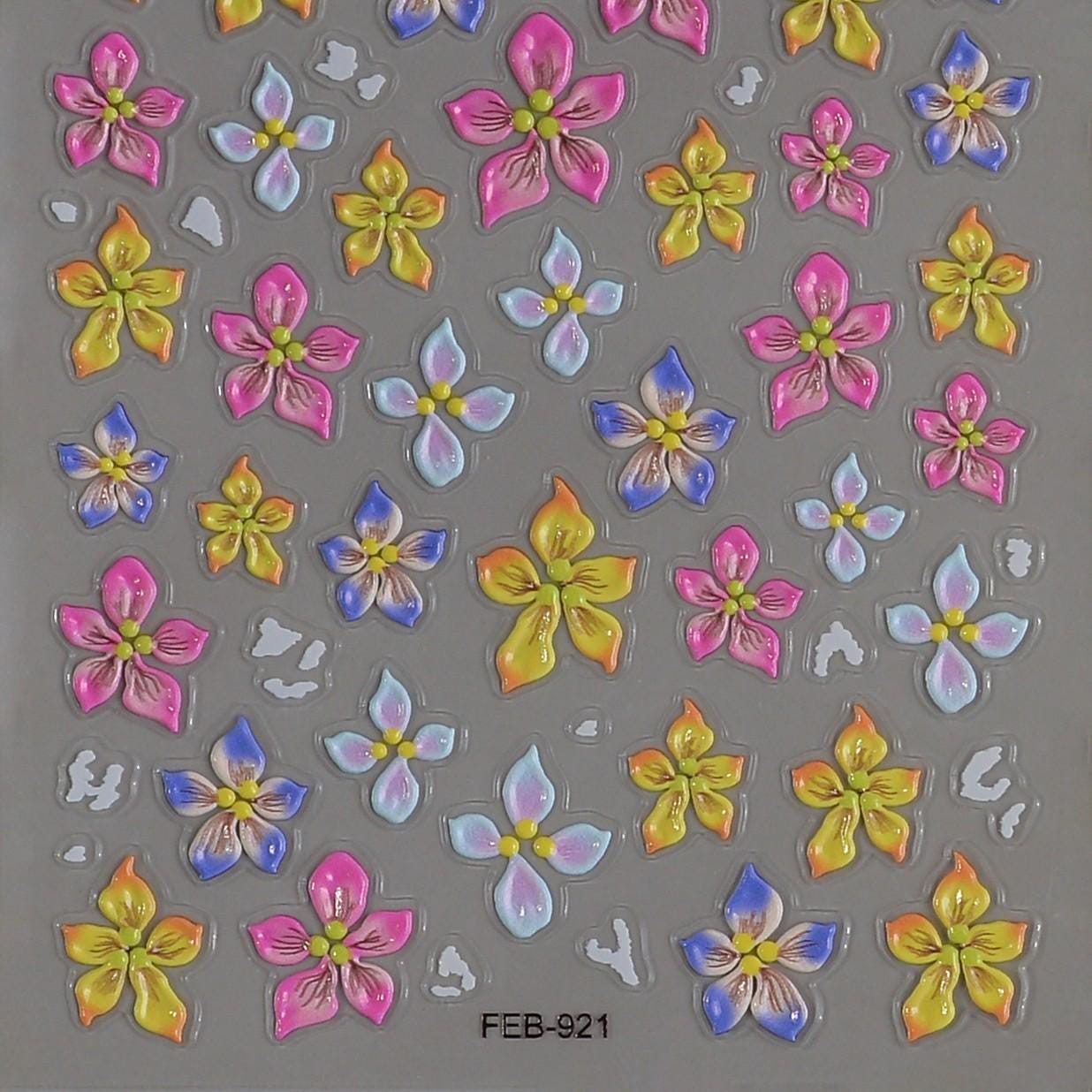 3D Plumeria Nail Stickers: Embossed Floral Decals, Self-Adhesive Nail Art