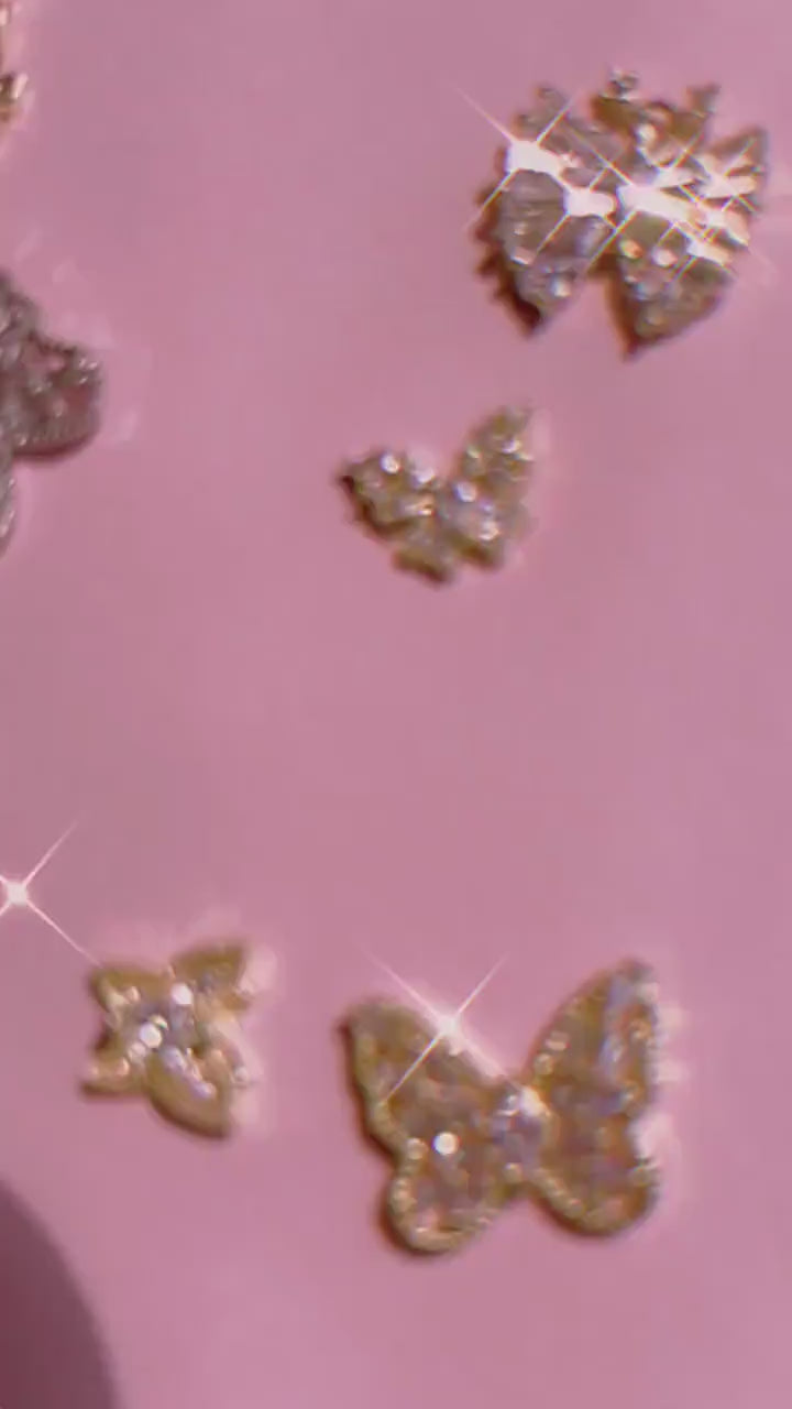 18k Gold Butterfly 3D Zircon Nail Ornament Decal