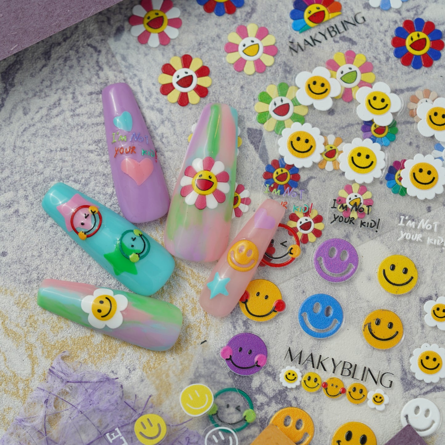 Smiley Face Nail Stickers Kit