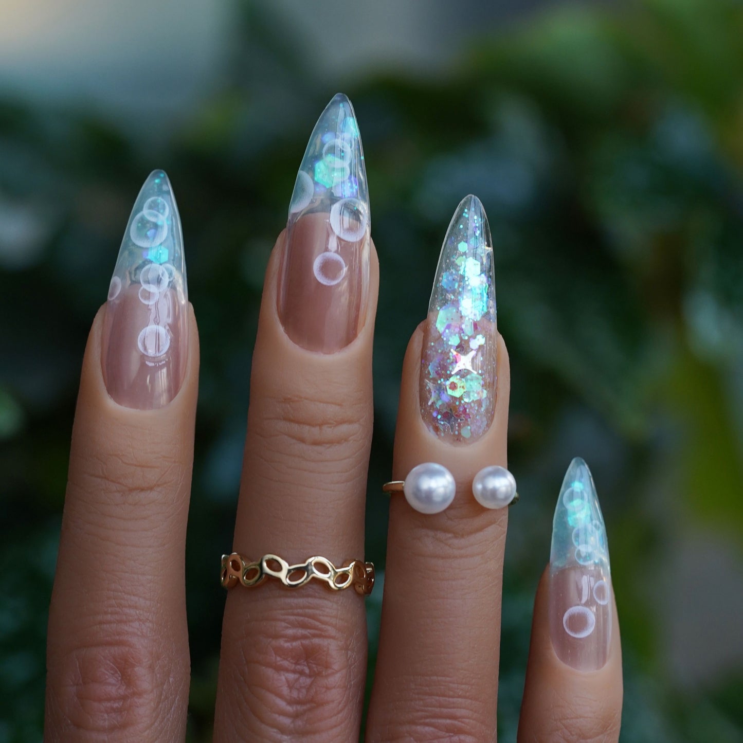 White Cloud Bubble Nail Stickers Kit