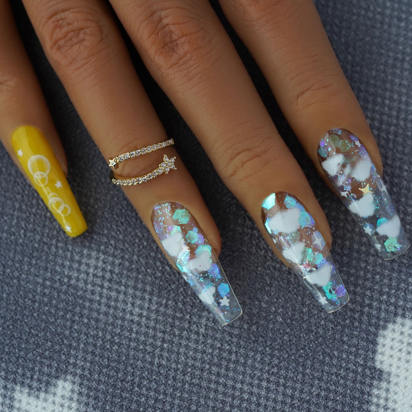 White Cloud Bubble Nail Stickers Kit