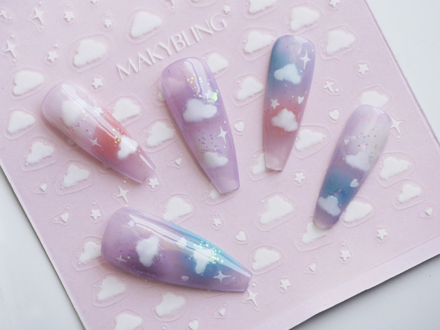 White Cloud Bubble Nail Stickers Kit