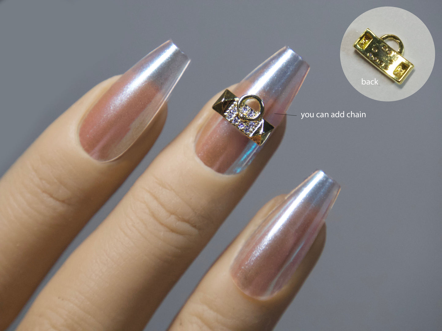 Christmas Jingle Bell Bow Tie Gold Nail Charm