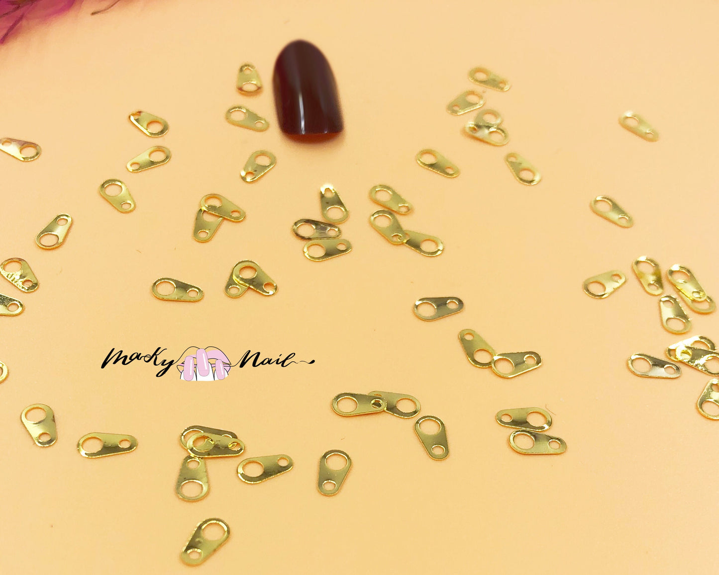 15 pcs Zipper puller gold Metallic nail studs / zipper head golden charm nail art