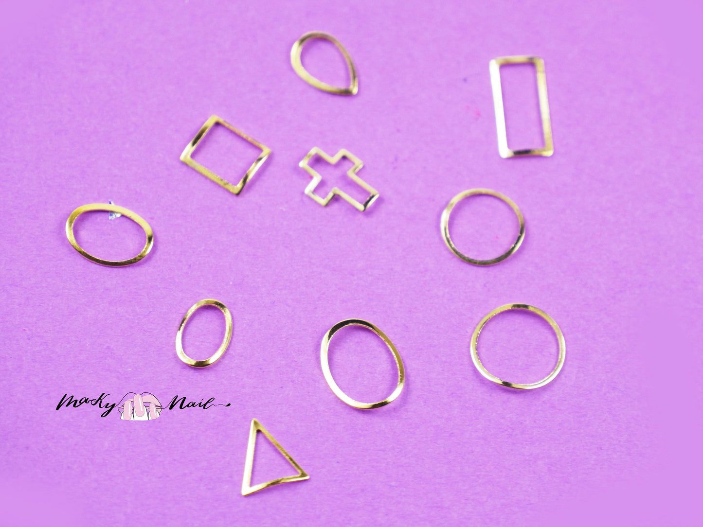 28grids Hollow out Metallic Rivet 3D Nail Studs Metal Decals/ Gold Silver Copper Boho studs/ Gold framed geometry nail deco