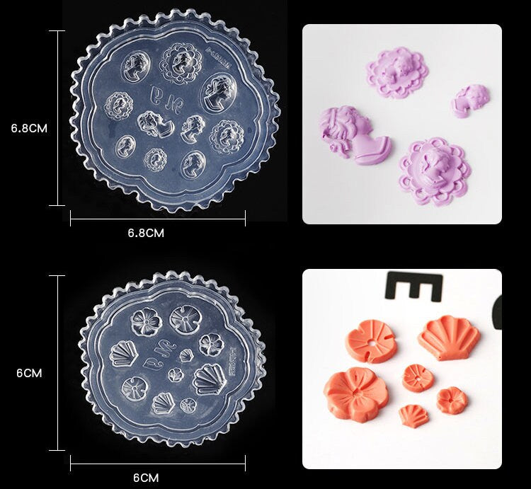 Statue 3D Mold for Nail Art DIY Decoration Design/ UV gel Sculpture Mold Silicone Flower shell portrait frame Template Manicure
