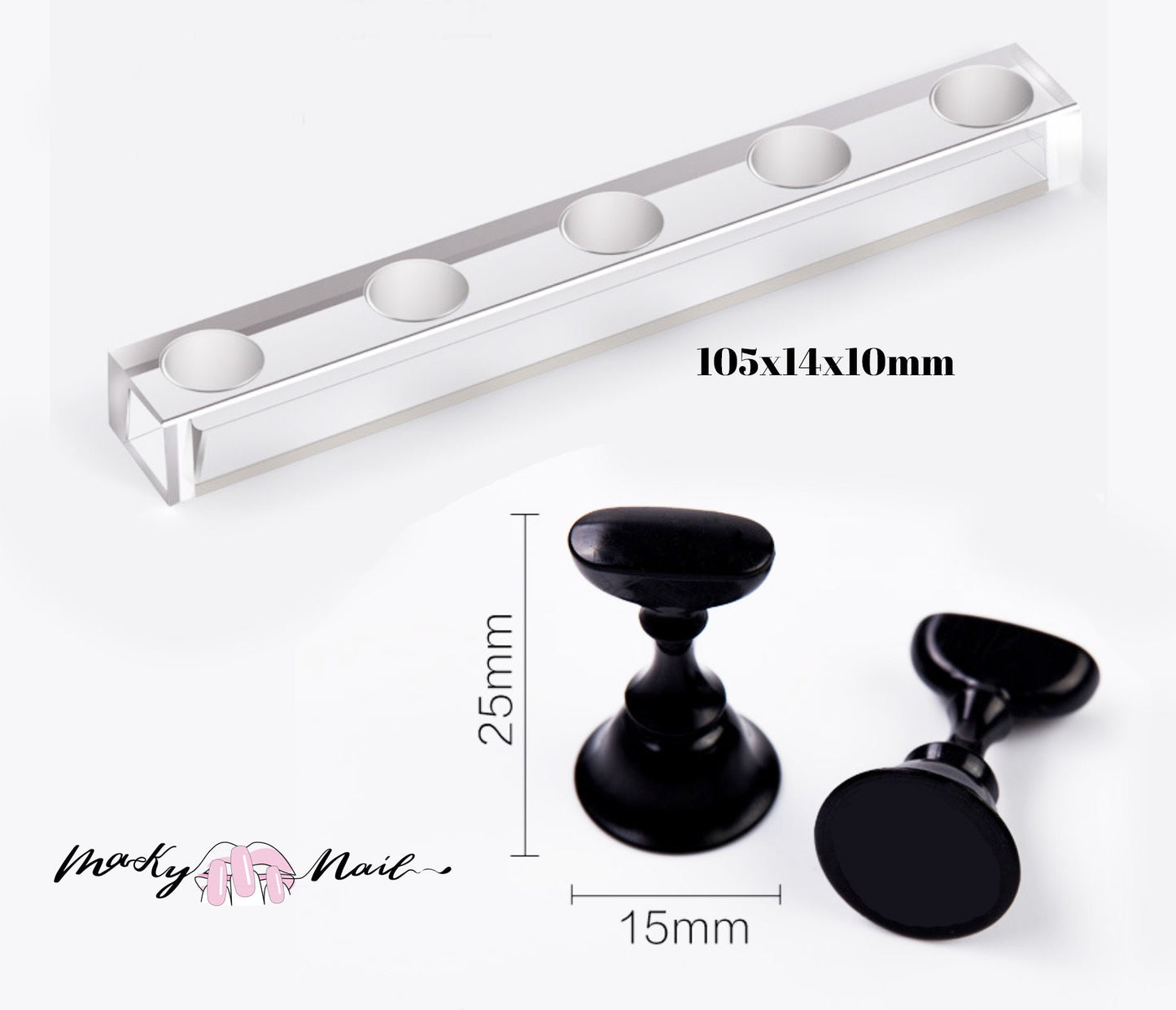 5pcs False Nail Display Stand Holder Set/ Magnetic Nail Art Practice Holder/ Press on Nail Clear Showing Shelf Manicure DIY Tools
