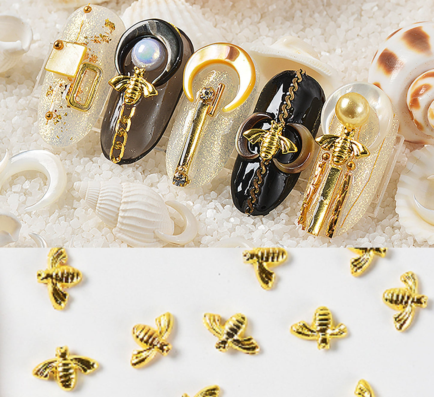 5 pcs 3D Bee nail decoration/ Bee golden Nail DIY nail deco Bee charm for nail gel mail polish design