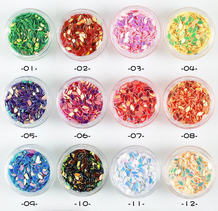 12 jars Nail art Tear Drop Flakes 3D DIY Tear-Drop Petal Sequins/ Bling bling tear drop glitter flakes for nail design and craft making