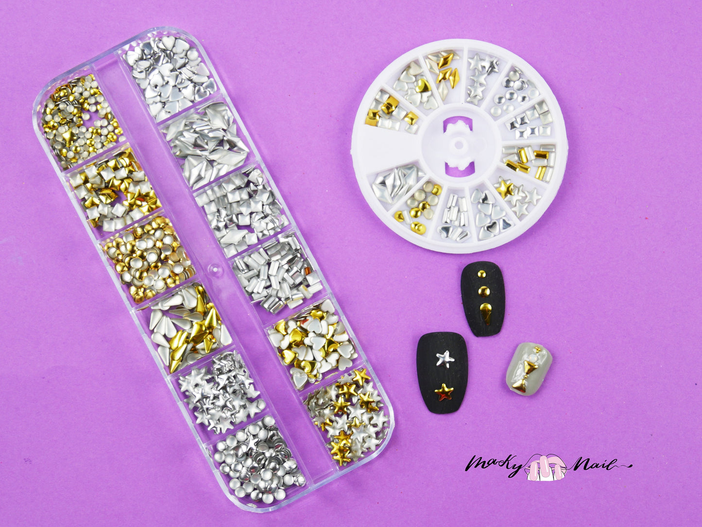 Metallic Multi shape Rivet Glitter Nail Studs Metal Decoration/ Nail supply Metallic studs