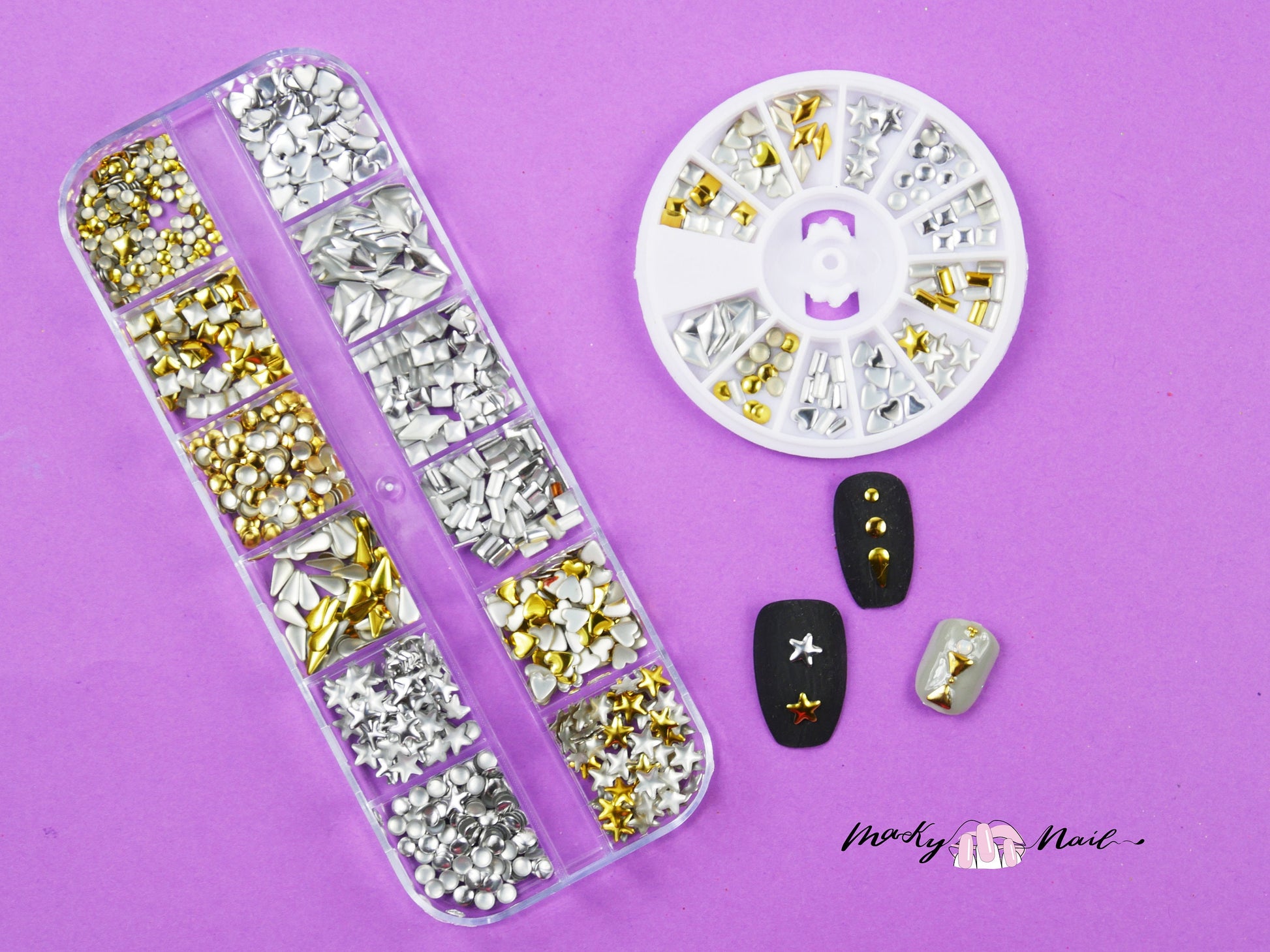 Metallic Multi shape Rivet Glitter Nail Studs Metal Decoration/ Nail supply Metallic studs