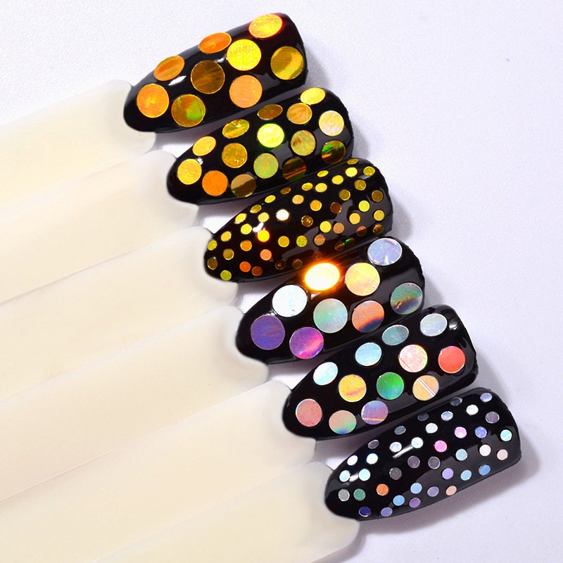 Halo Nail Flakes 3D DIY Round laser transparent Sequins/Mermaid silver Multi Round shaped glitter flakes for nail gel UV resin nail polish