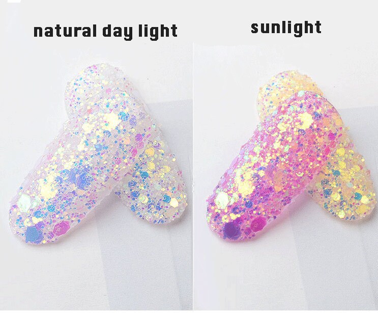 6 jars Hexagon sequins/ Halo Nail Flakes 3D DIY hexagon laser transparent Sequins/allochromatic mixed size glitter flakes for handmade