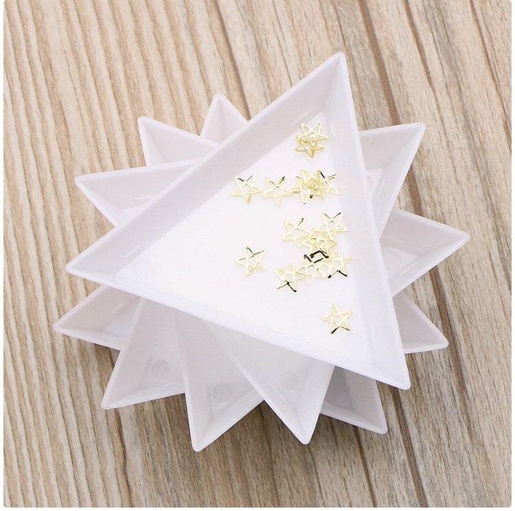 2 pcs Triangle tiny crystal container/ Nail deco plate/ jewelry crystal box/ rhinestone supply placement container/ nail studs storage