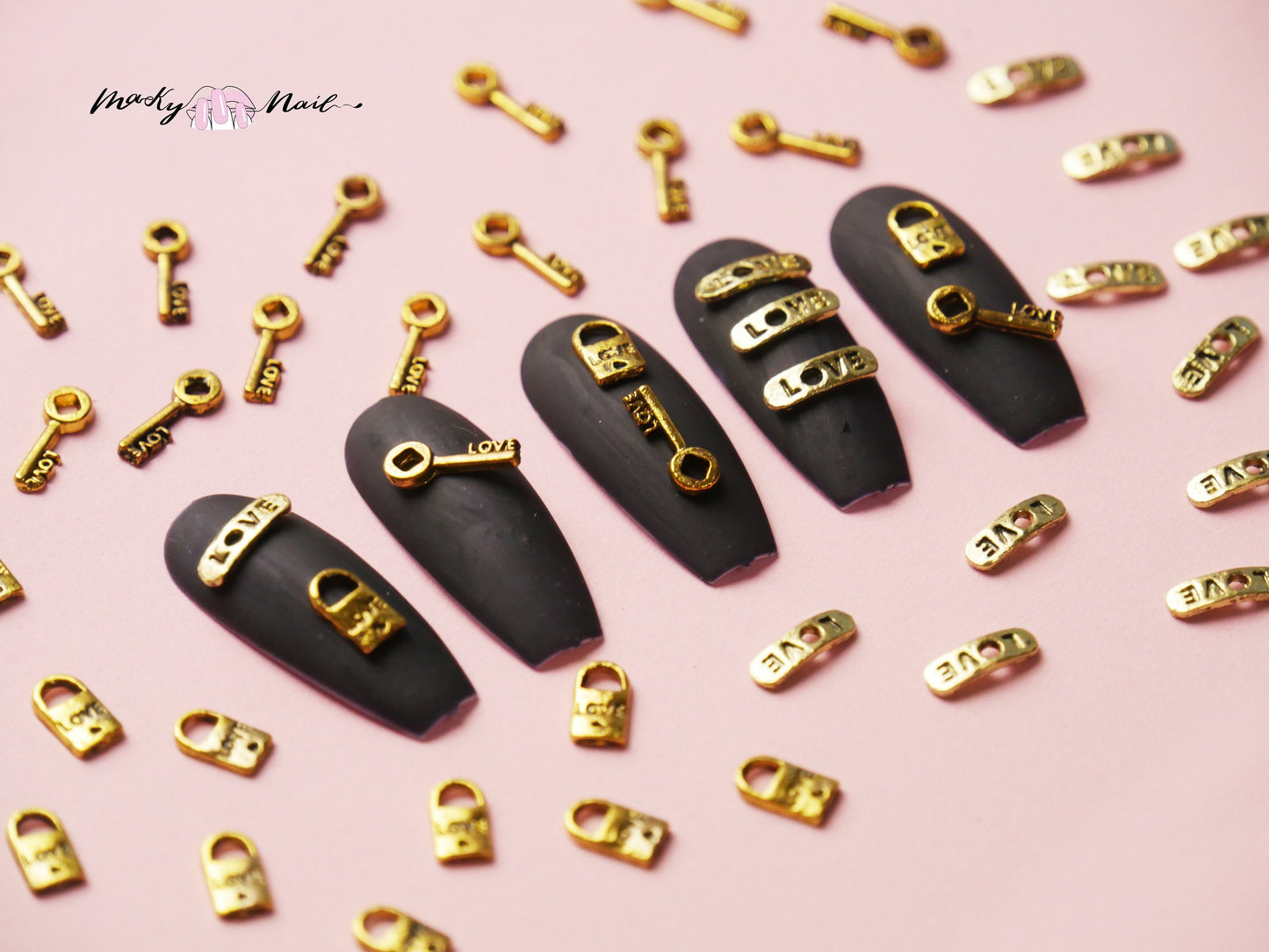 5 pcs Locks of love nail decoration/ Bronze Retro Love locks Nail DIY nail deco/ Lock your love key nail charms design
