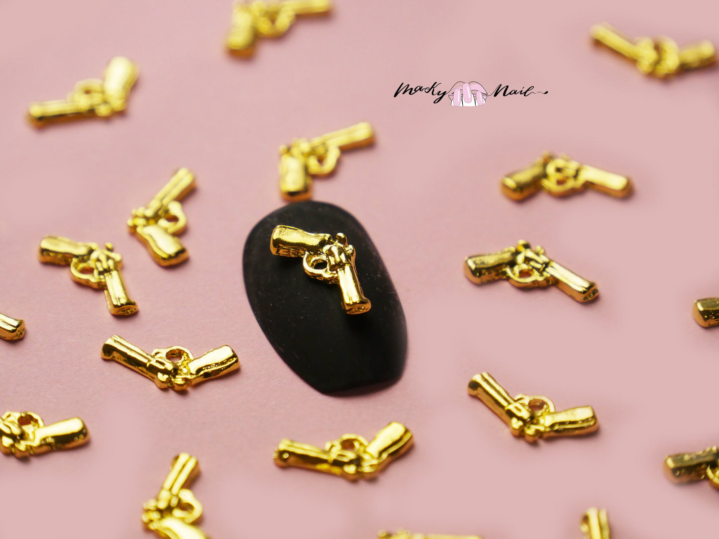 5 pcs Cowboy gun nail decoration/ silver gold gun pistol Nail DIY nail deco
