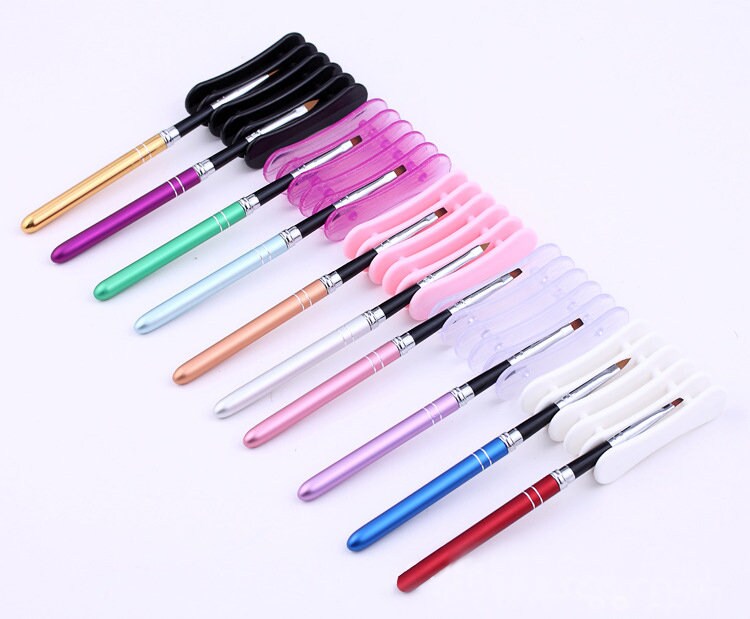 10 pcs Nail Brushes 3D Nail Art Painting Brush Pen Set Colorful Metal For UV Gel