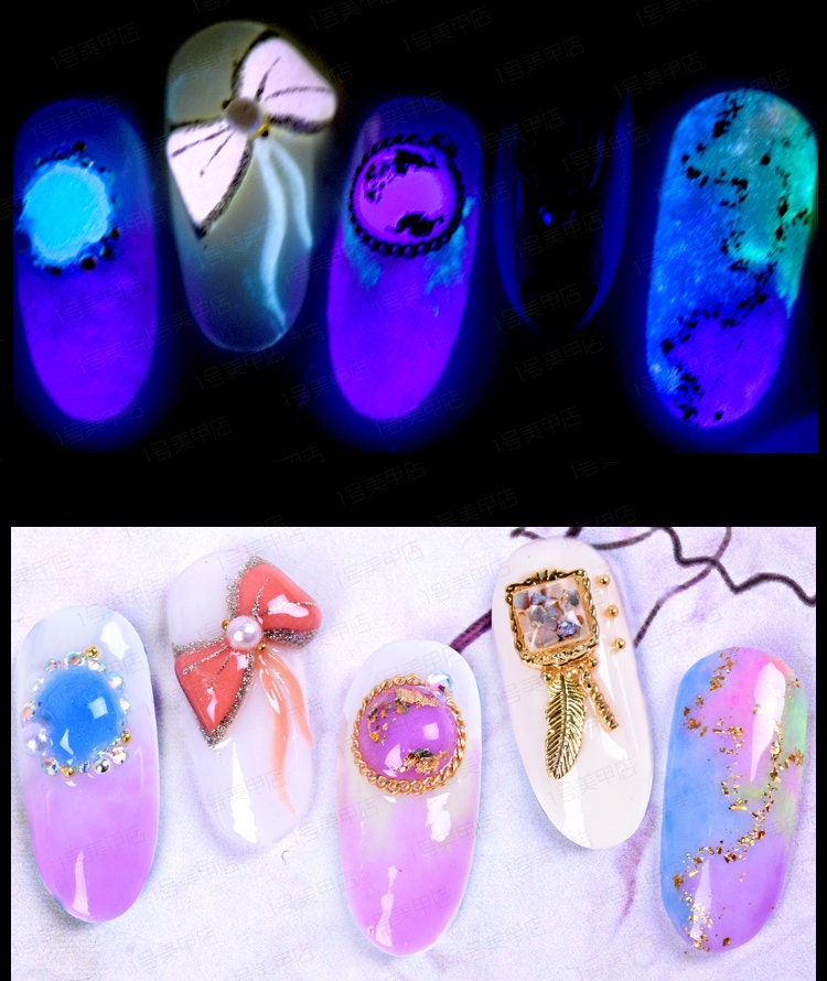 12 colors Neon Noctilucent Nail Flakes/ Glow In The Dark Powder Fluorescent Luminescent Nail Art Pigment/ Glowing nail art powders